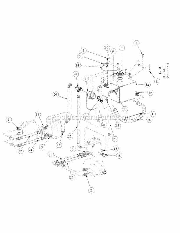 Hydro Pump Assembly Diagram and Parts List for M54-KW 53CB5DBW750 Cub Cadet Sprayer